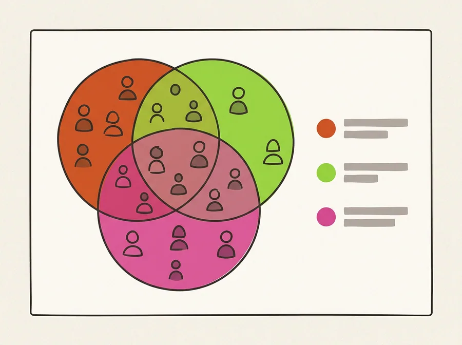 Audience Overlap View Audience overlap view in Facebook ads management tools showing overlapping segments